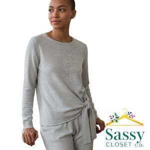 KORYE Oatmeal Heathered Knit Sweater Tie Hip Detail M NWOT